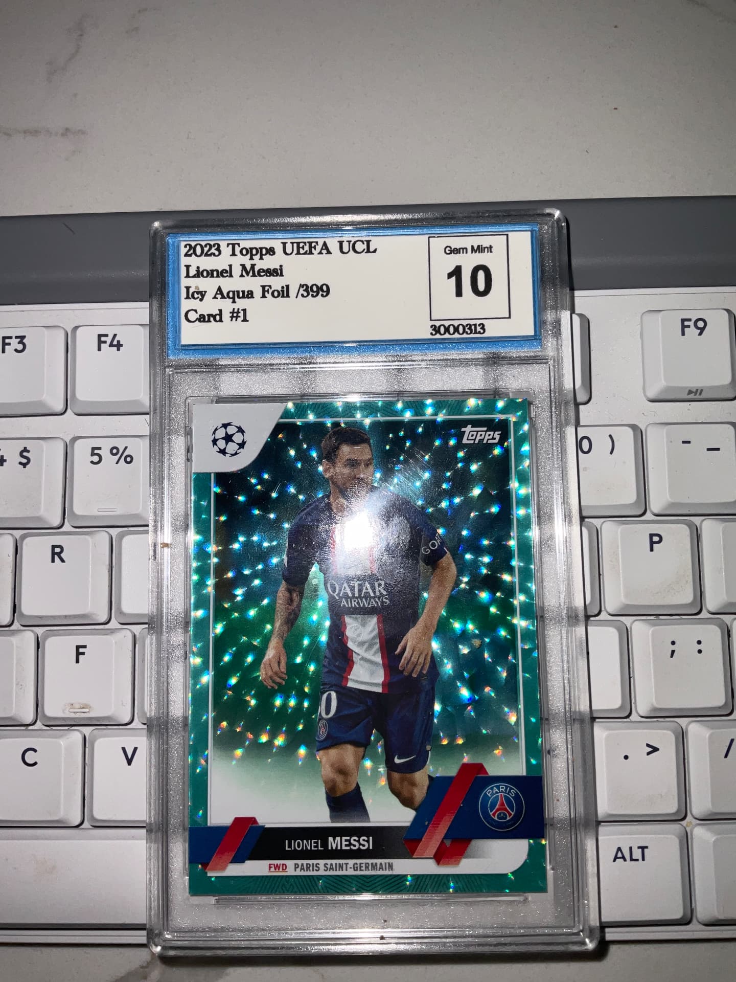 2023 Topps UEFA UCL Lionel Messi Icy Aqua Foil /399
